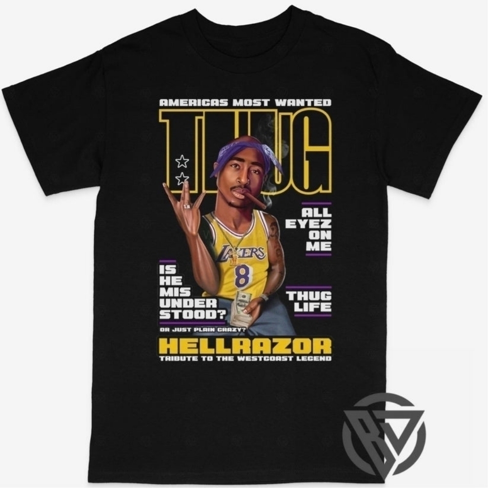 Retro Tupac Shakur 2pac West Coast Thug Life Lakers Size XL NWOT